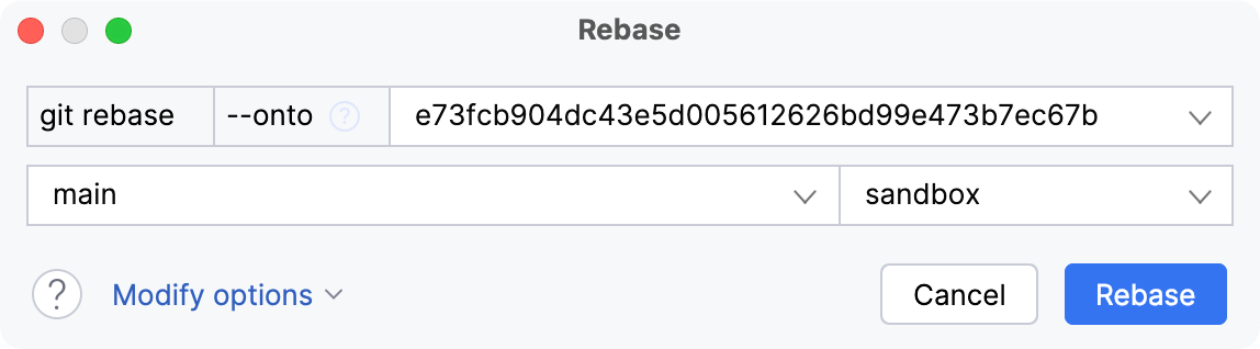 Choose the branch you want to rebase Choose the branch you want to rebase