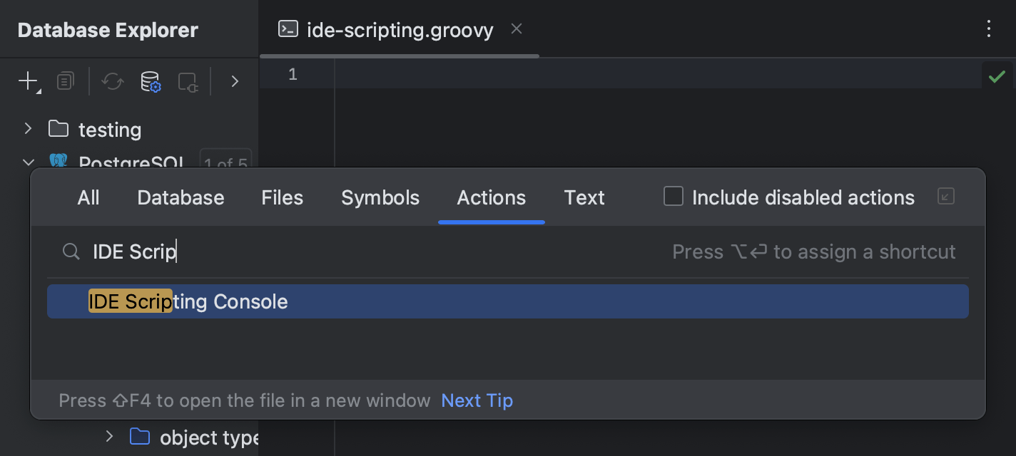 IDE scripting console | DataGrip Documentation