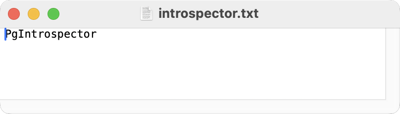 Example of the introspector.txt file Example of the introspector.txt file