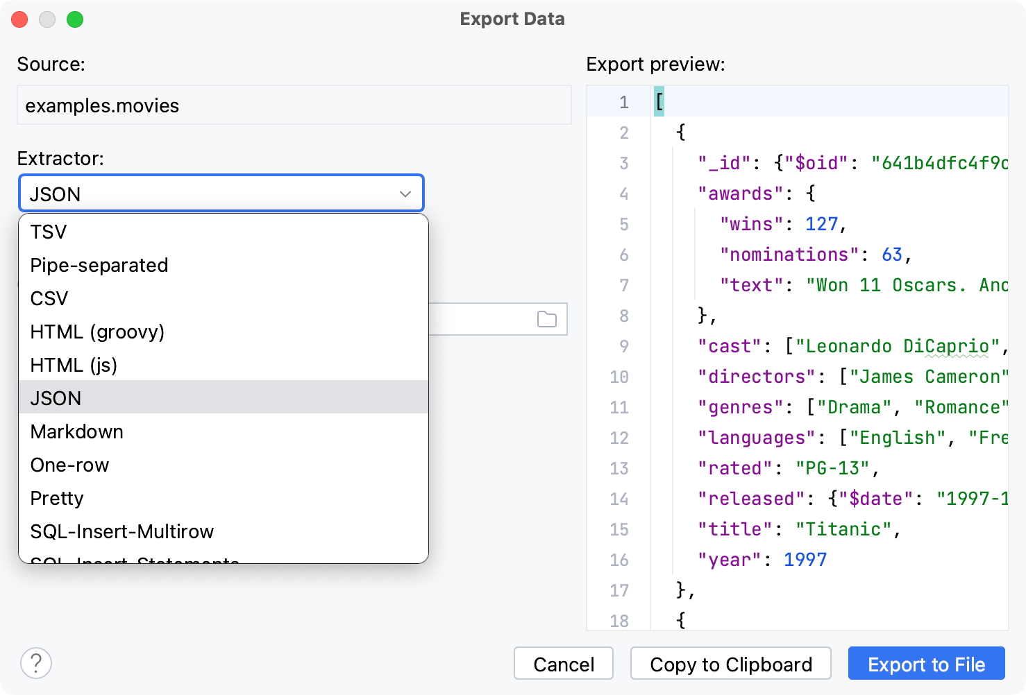 MongoDB Extended JSON MongoDB Extended JSON