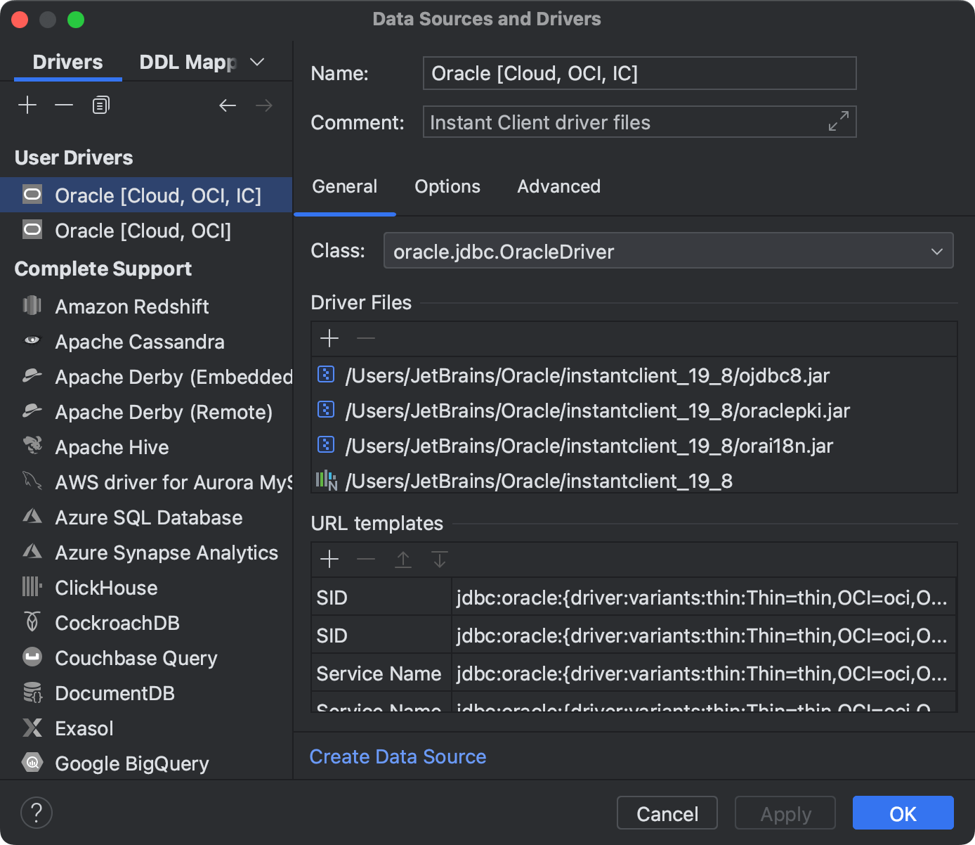 Create an Oracle data source using Wallet and OCI | CLion Documentation