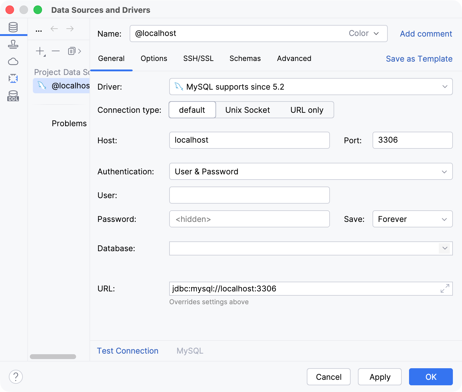 The new data source settings