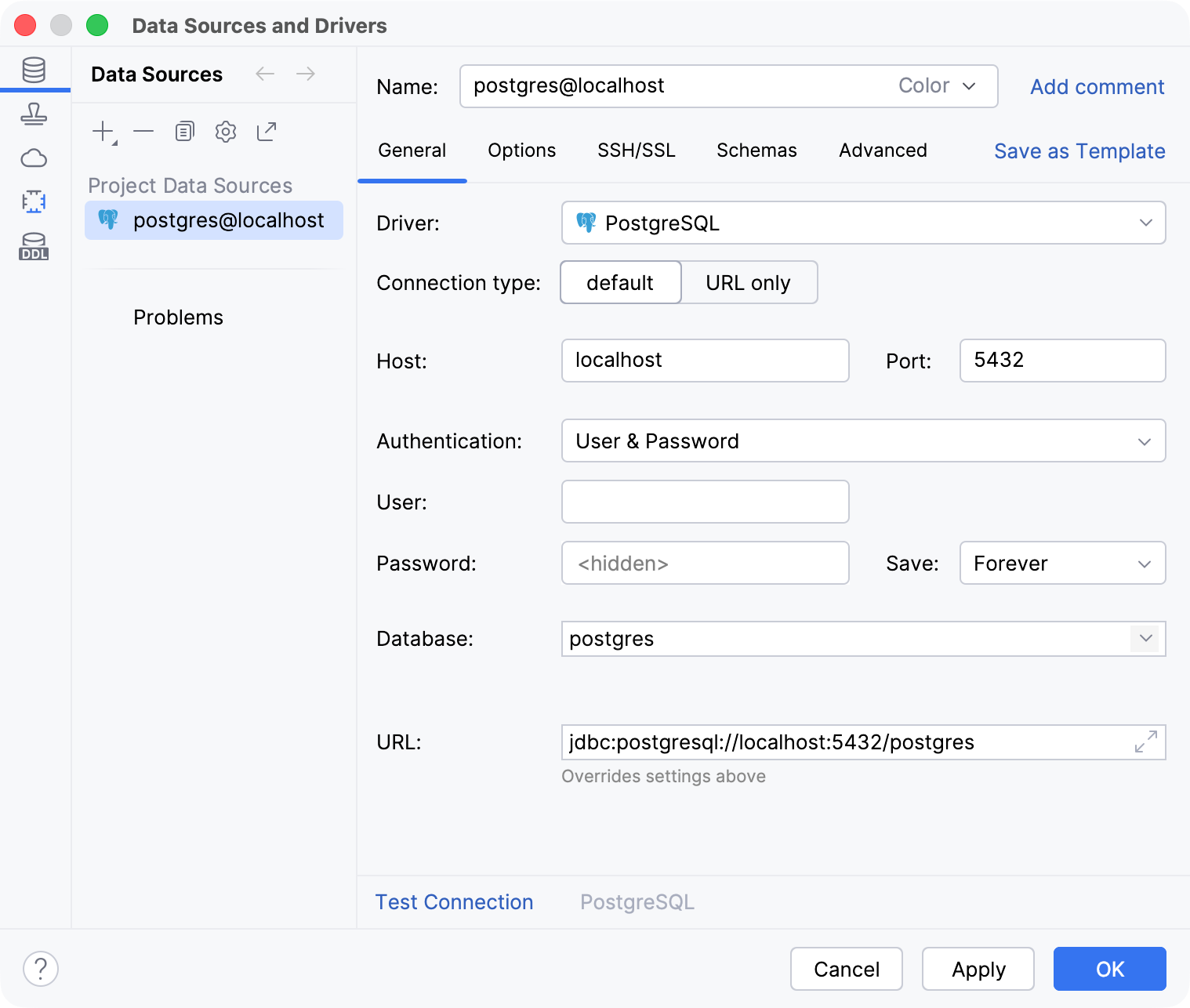 The new data source settings