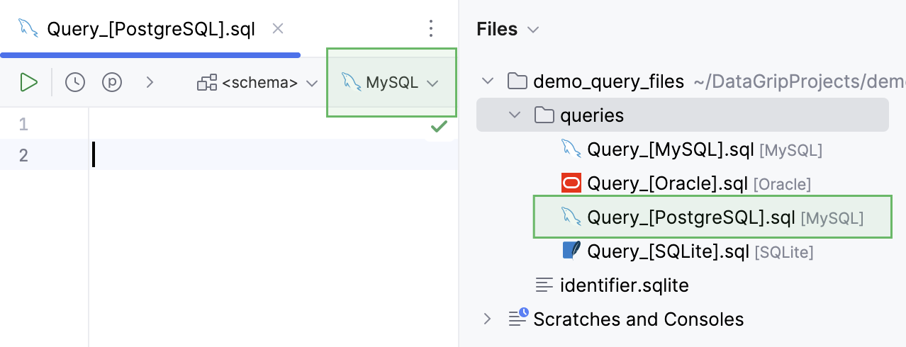 query file associated with a different data source