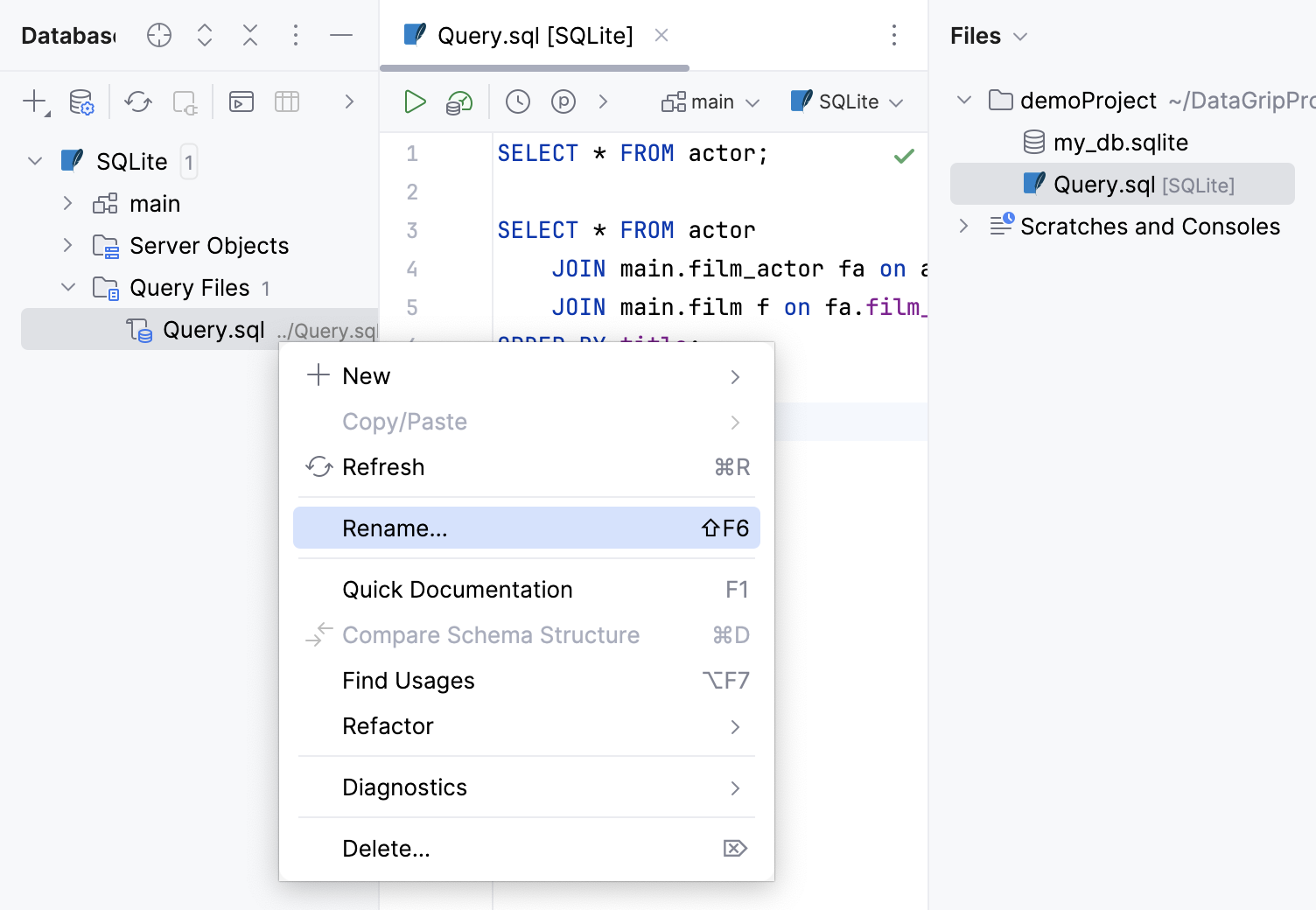 Rename a query file