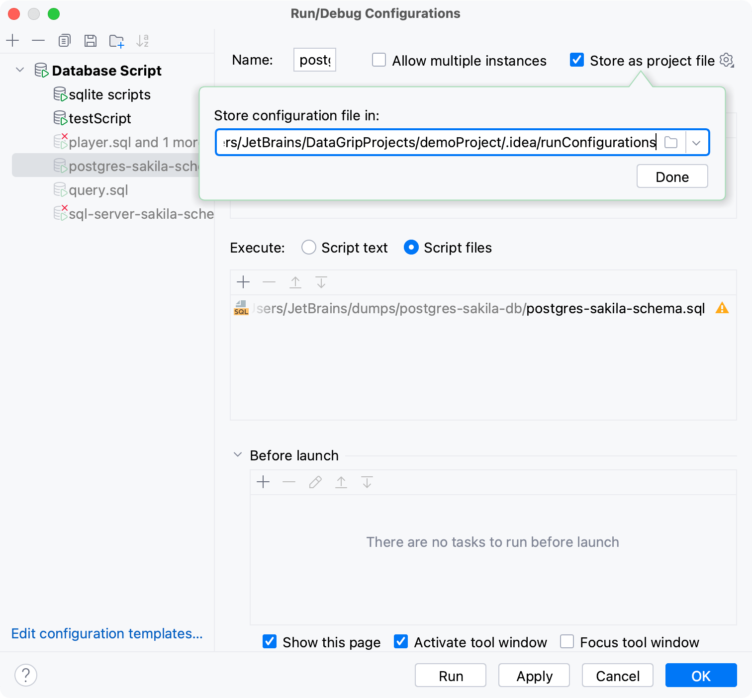 Store as project file box Store as project file box