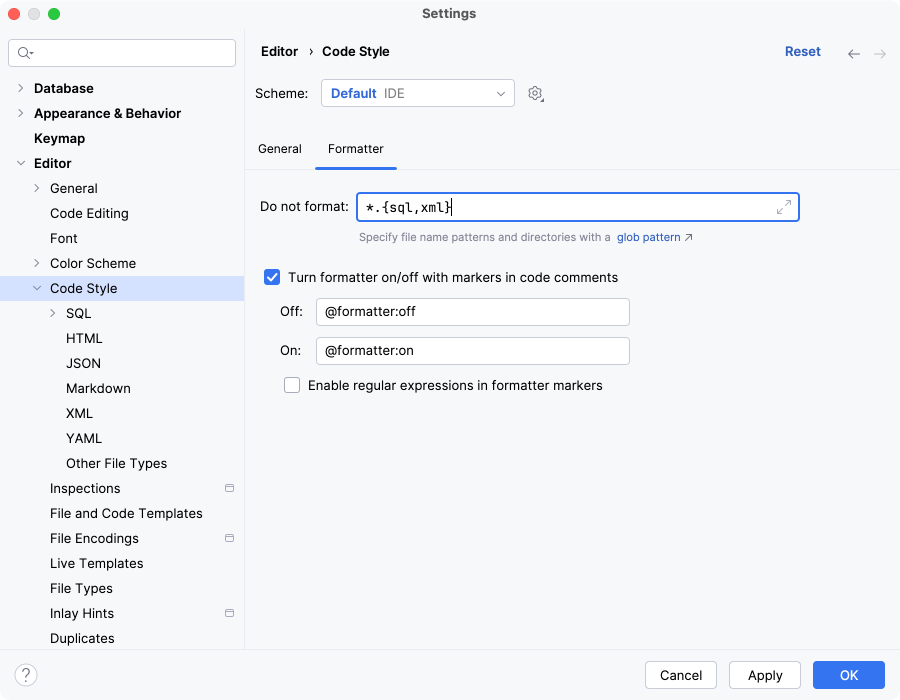Specifying a glob pattern for excluding files from reformatting Specifying a glob pattern for excluding files from reformatting