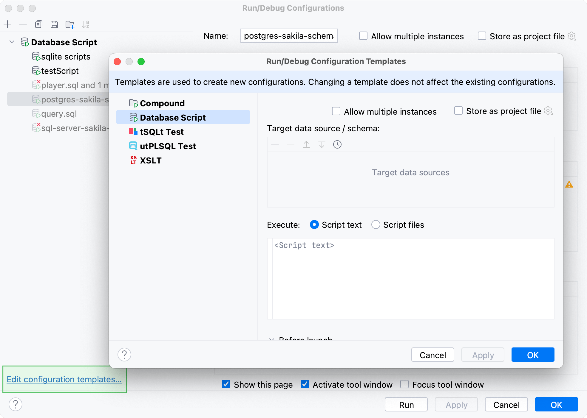 Run configuration templates Run configuration templates