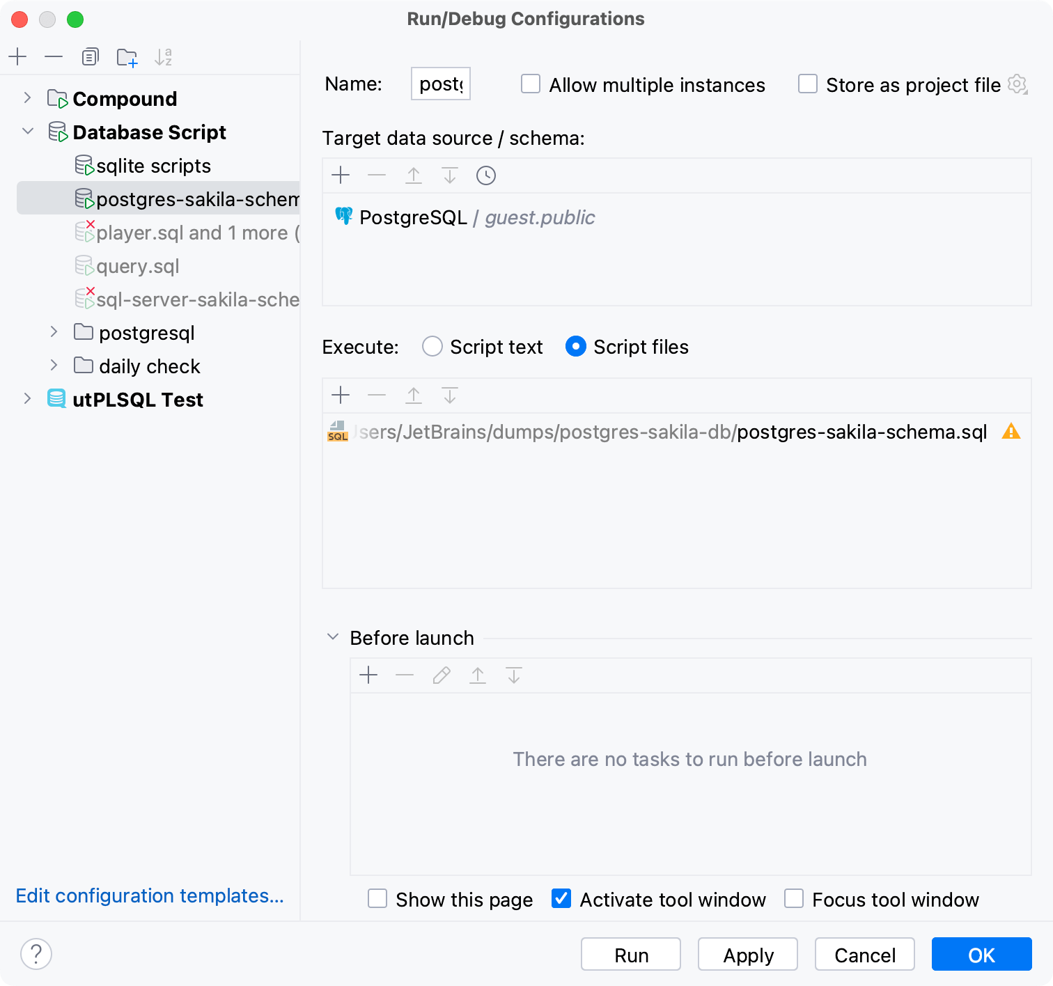 Run script files by using run/debug configurations Run script files by using run/debug configurations