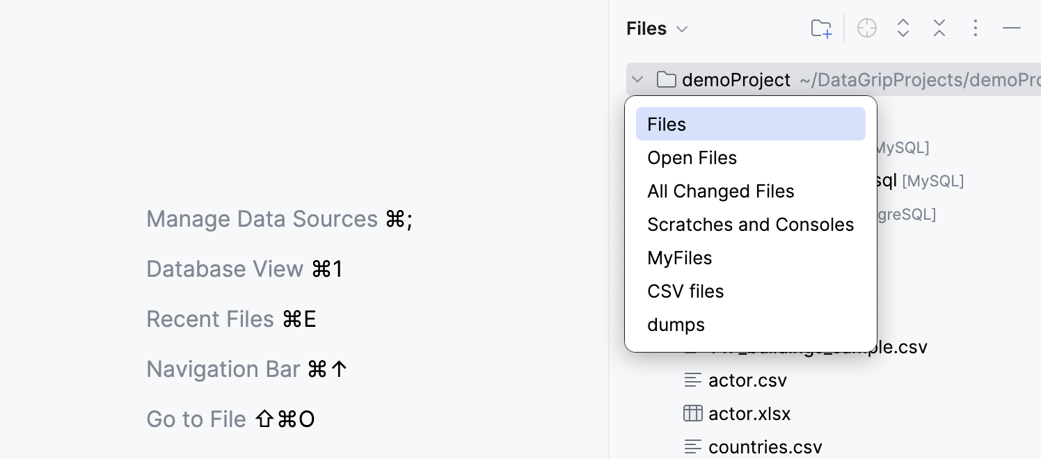 Scopes in Files tool window Scopes in Files tool window