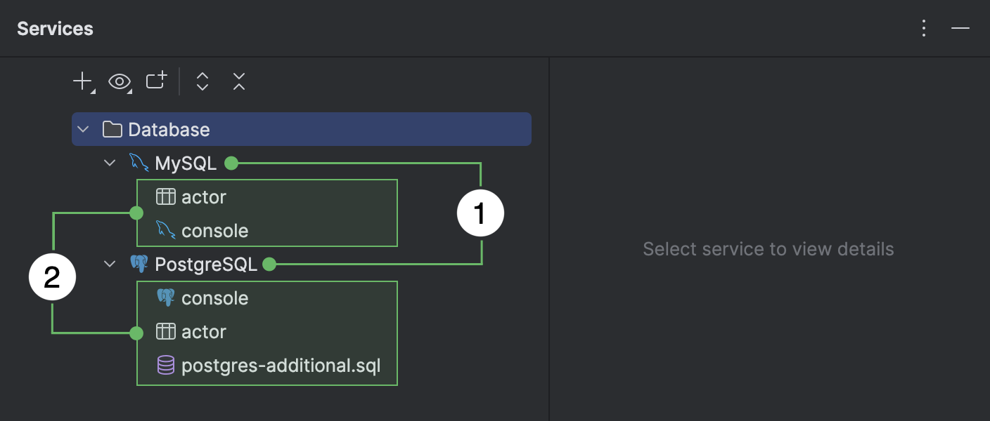 Services tool window | DataGrip Documentation