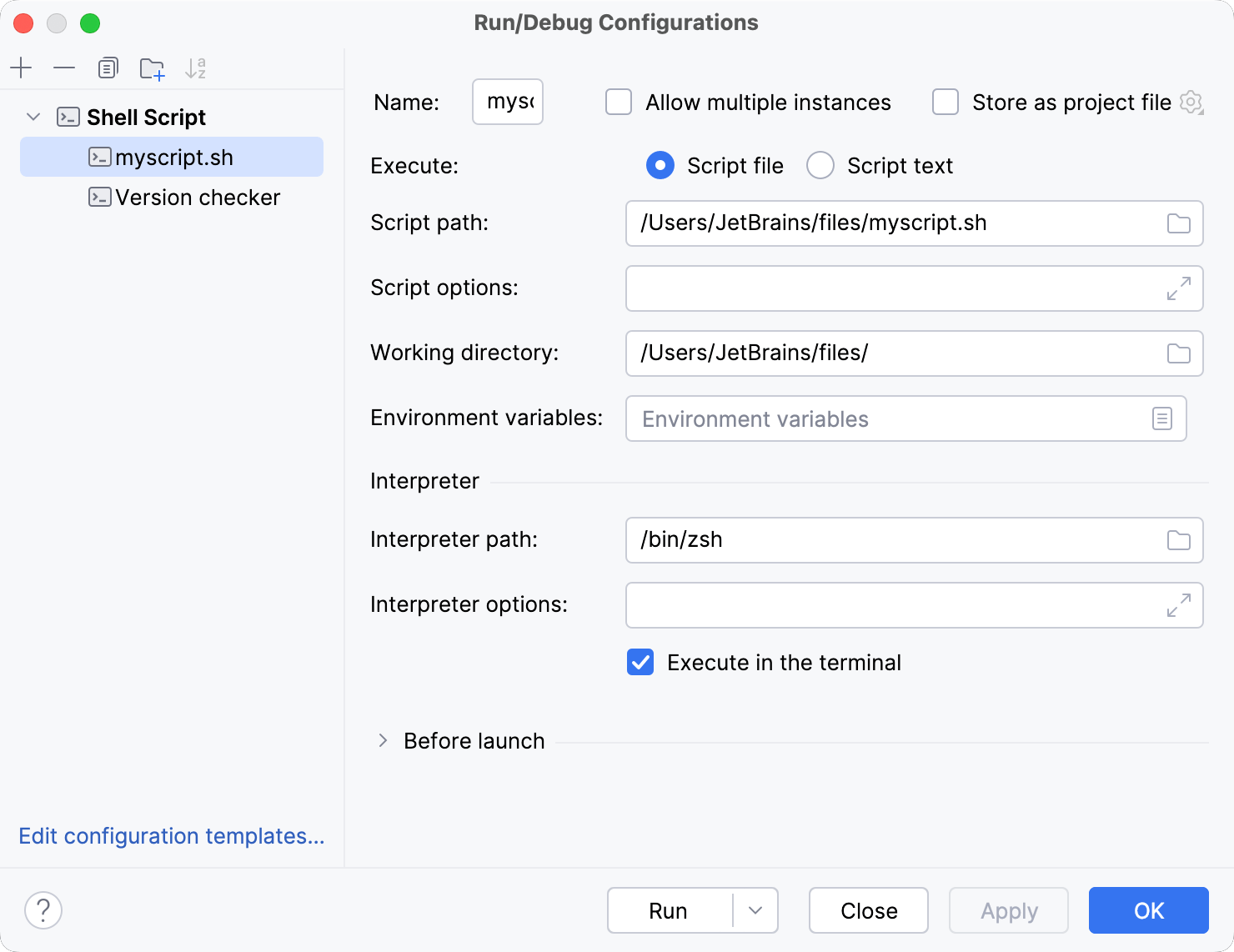 Shell Script run/debug configuration for a file Shell Script run/debug configuration for a file