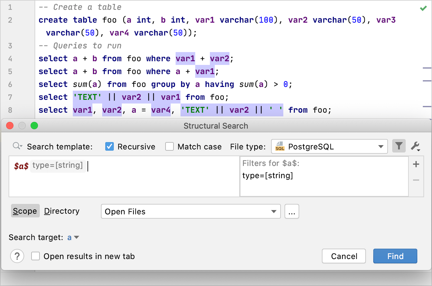 Structural Search with filters Structural Search with filters
