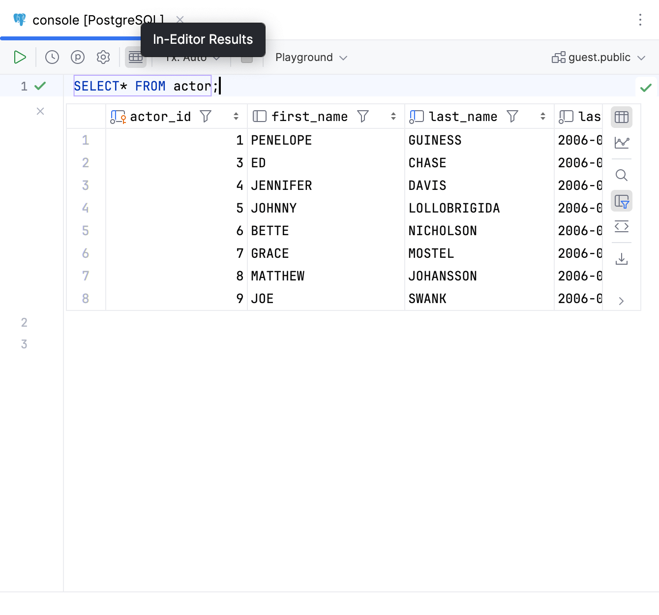 Enable in-editor results for the current file Enable in-editor results for the current file