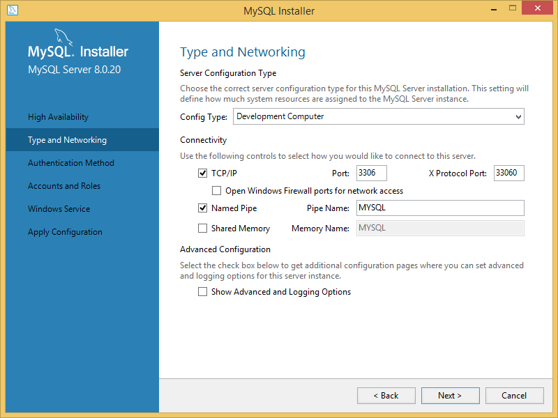 Enable named pipes during server installation Enable named pipes during server installation