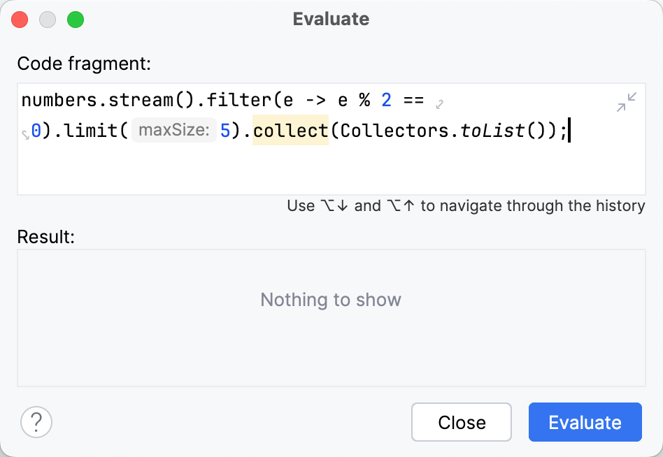 The expression is entered in the Code Fragment field The expression is entered in the Code Fragment field