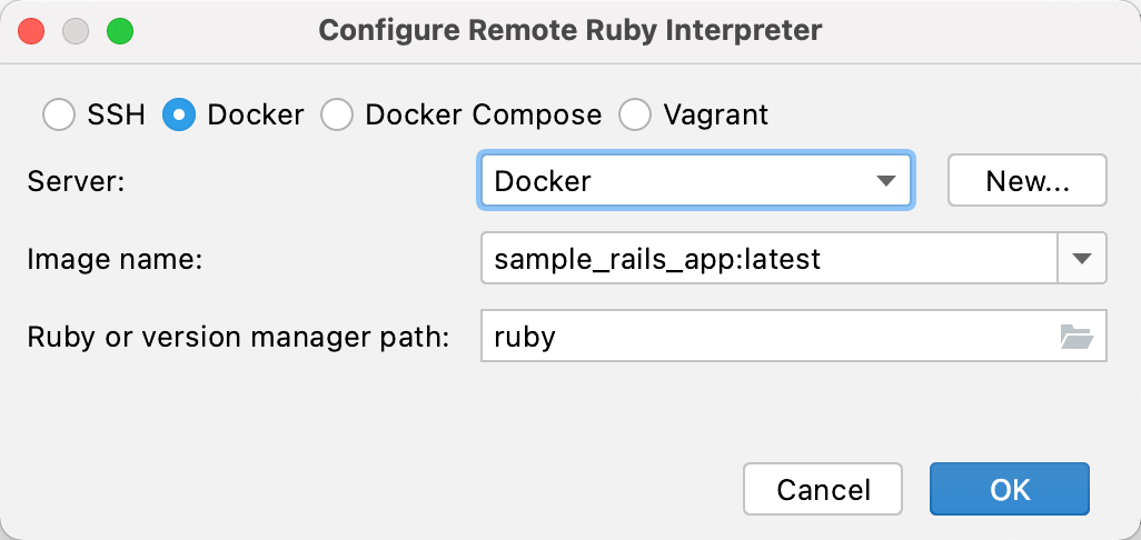 Configure remote Ruby interpreter: Docker Configure remote Ruby interpreter: Docker