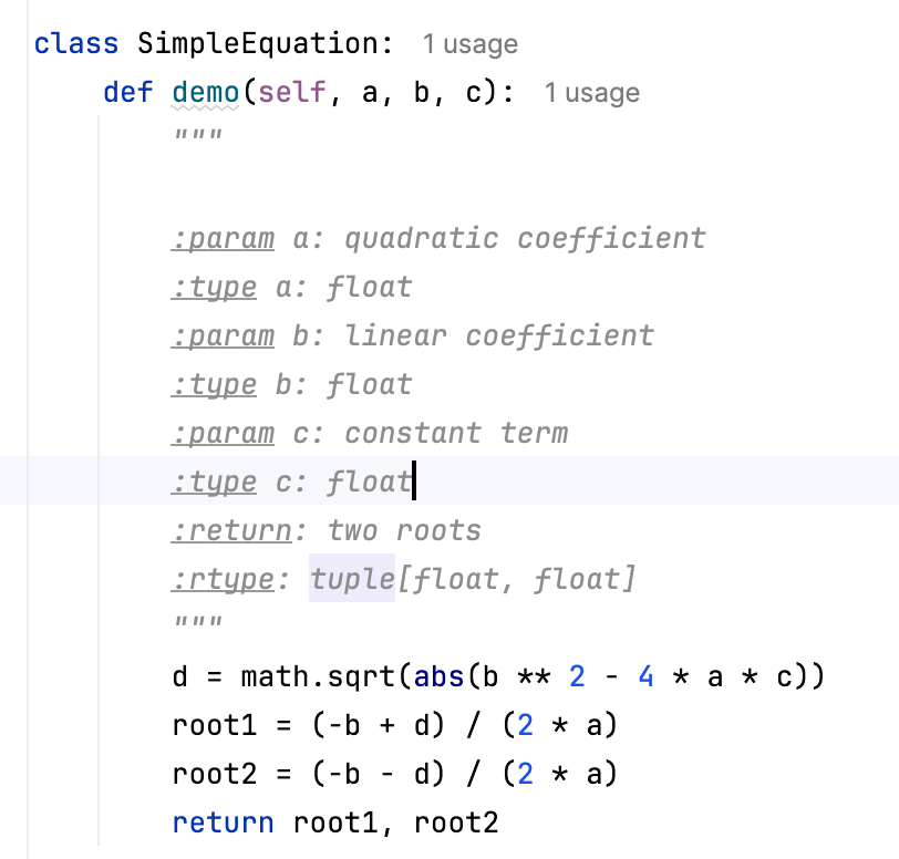 Docstring example