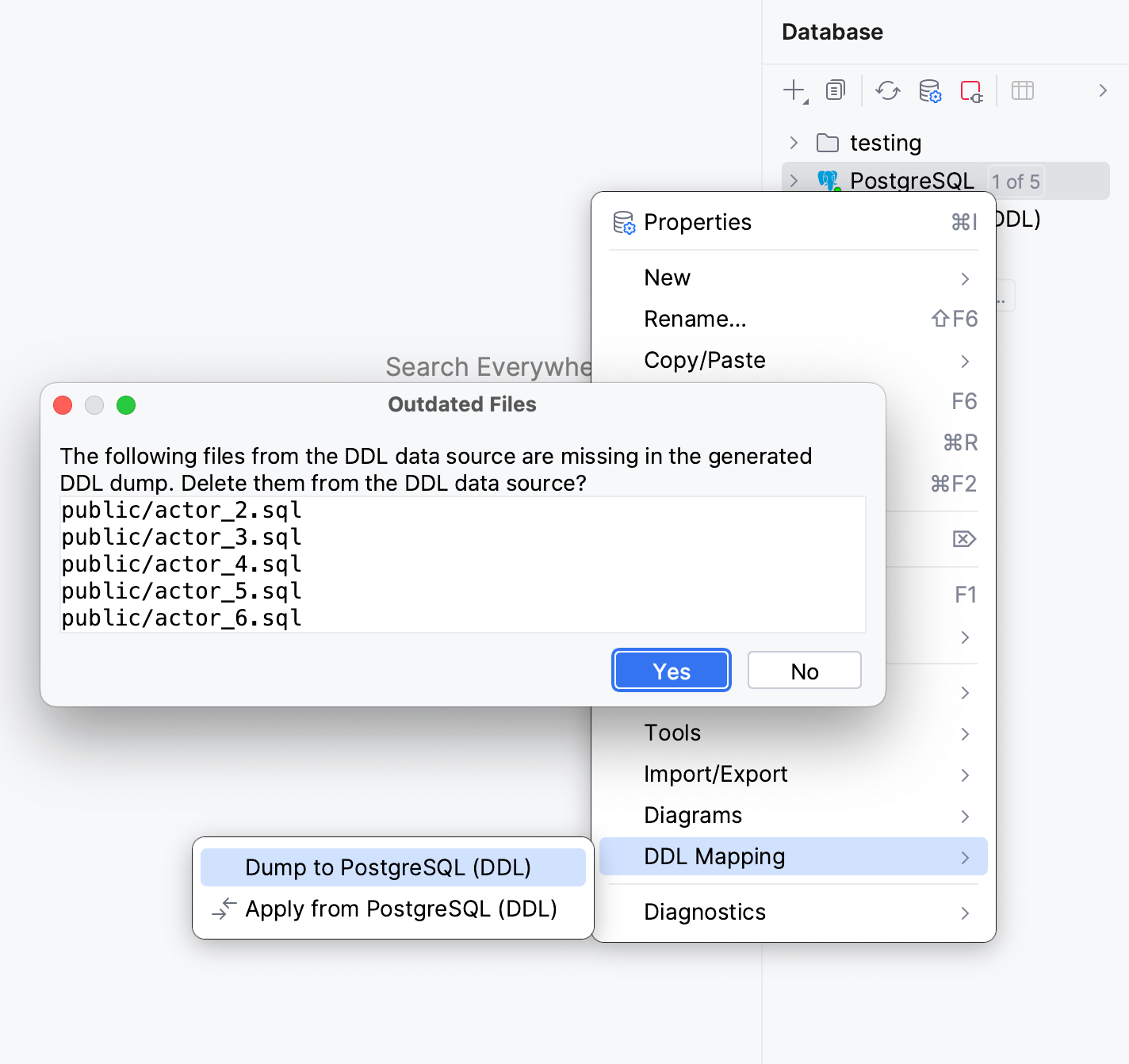Dump to DDL data source Dump to DDL data source