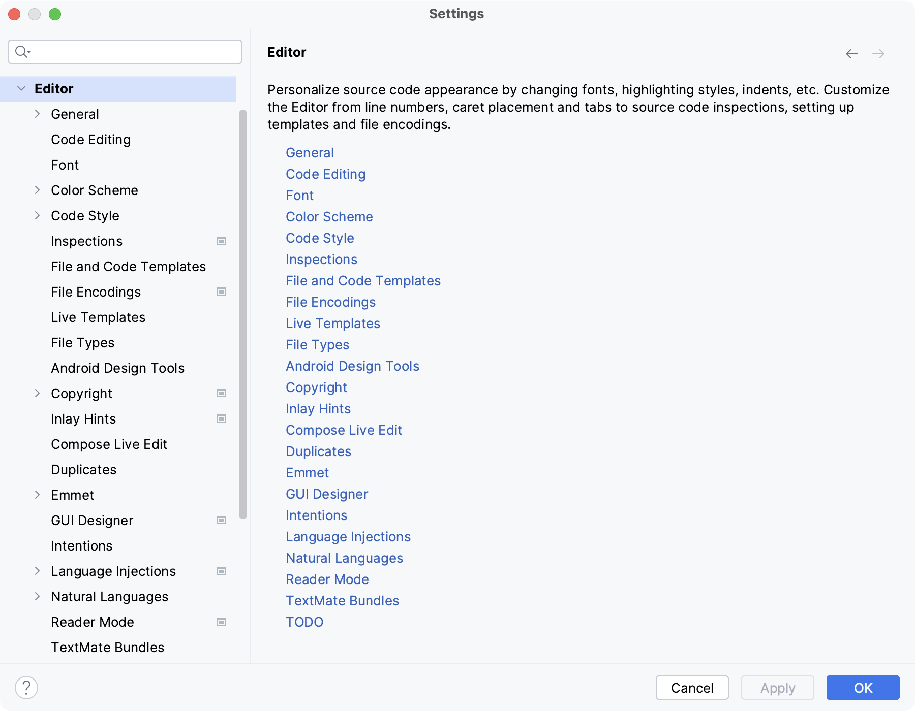 editor settings editor settings