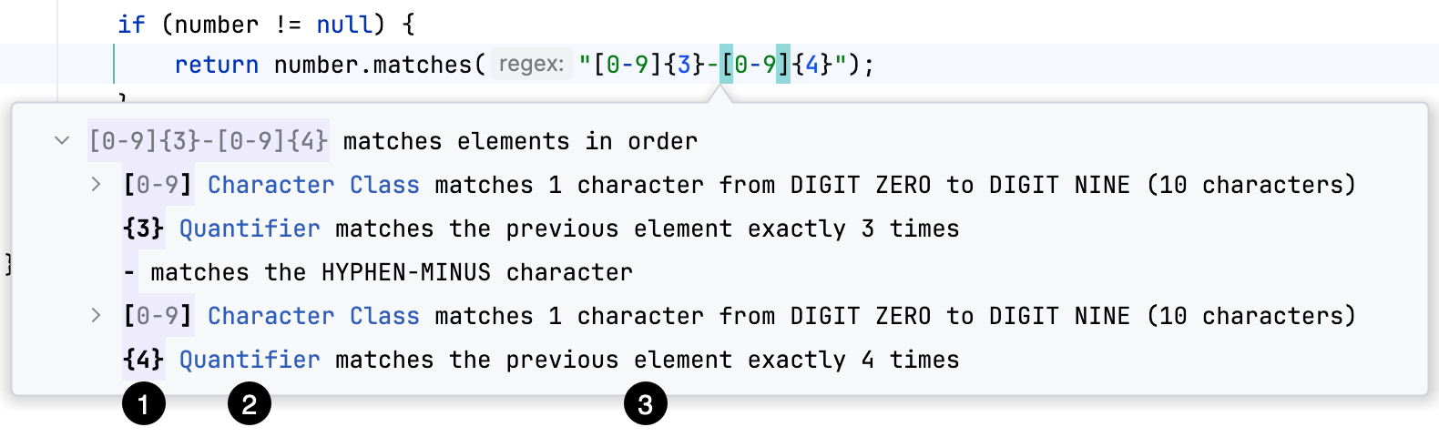 A dialog with current regex
