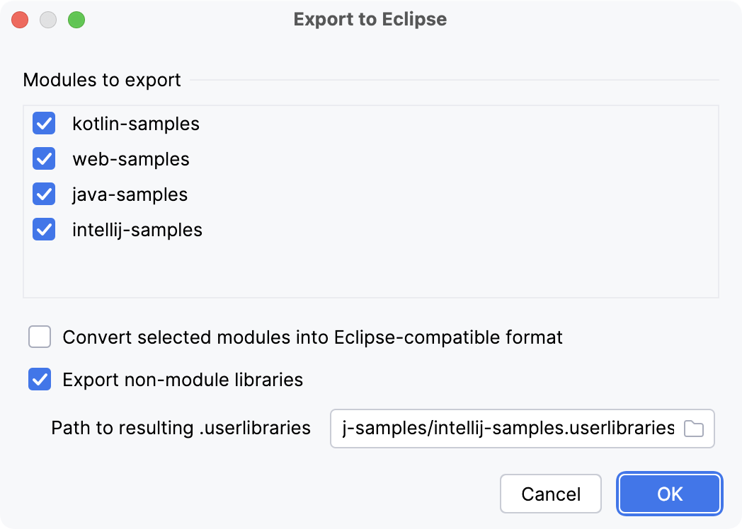 Exporting a project to Eclipse Exporting a project to Eclipse