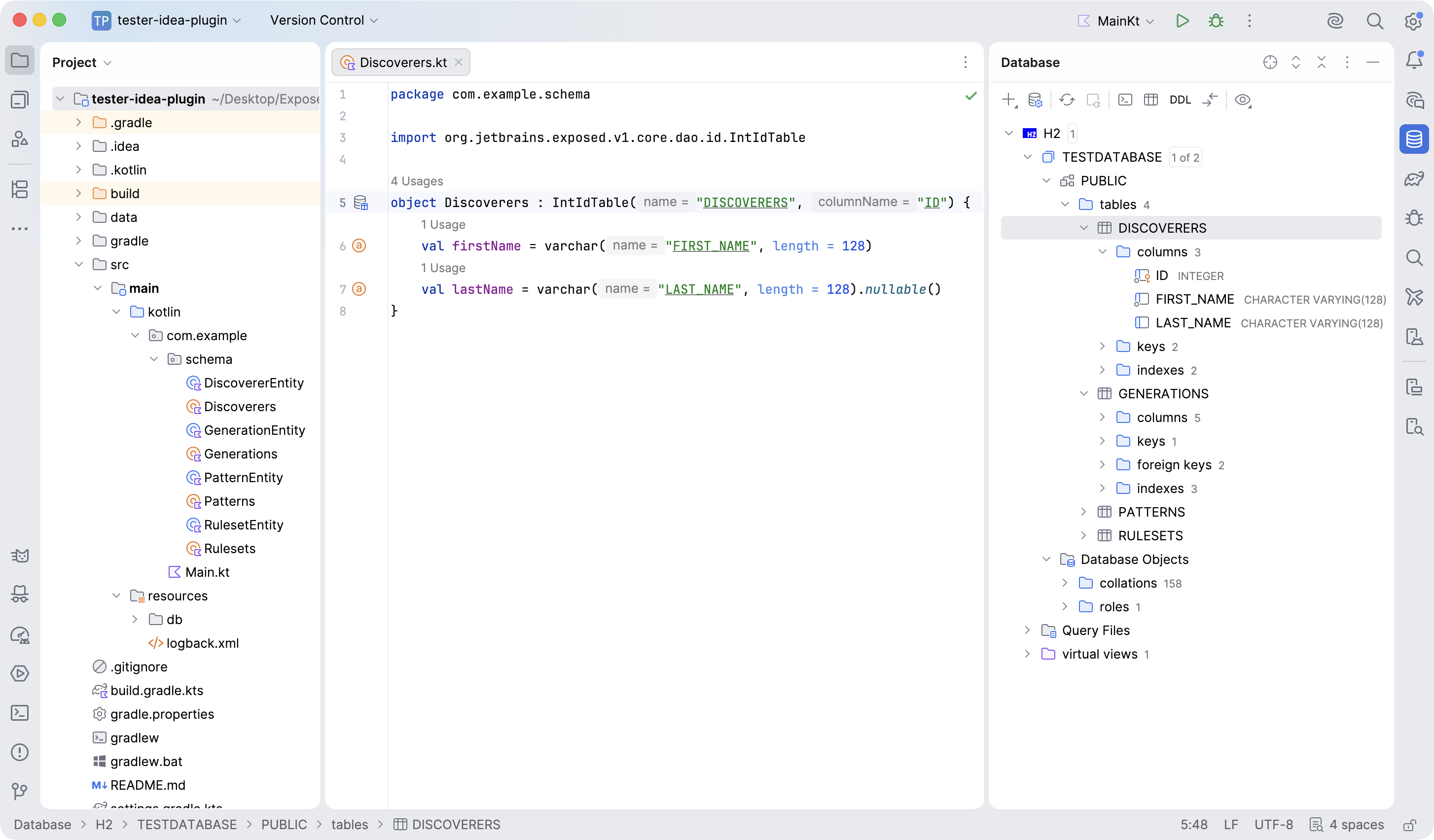 Exposed plugin navigation to database view