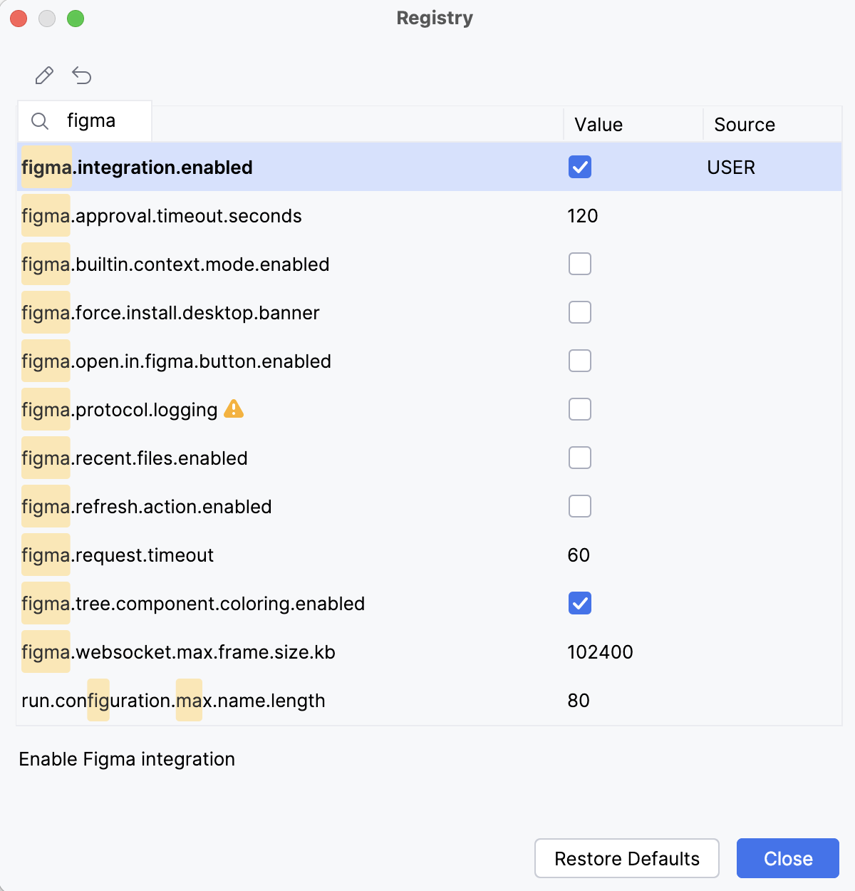在注册表中启用 Figma 在注册表中启用 Figma