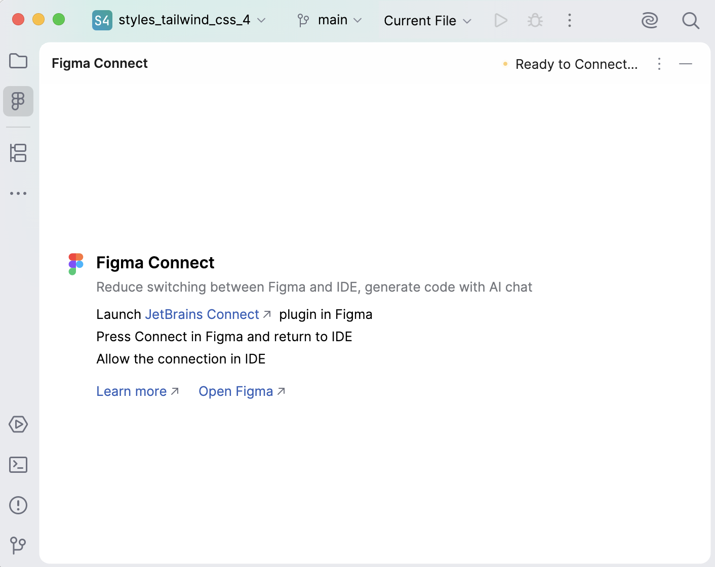 带有连接说明的 Figma Connect 工具窗口 带有连接说明的 Figma Connect 工具窗口