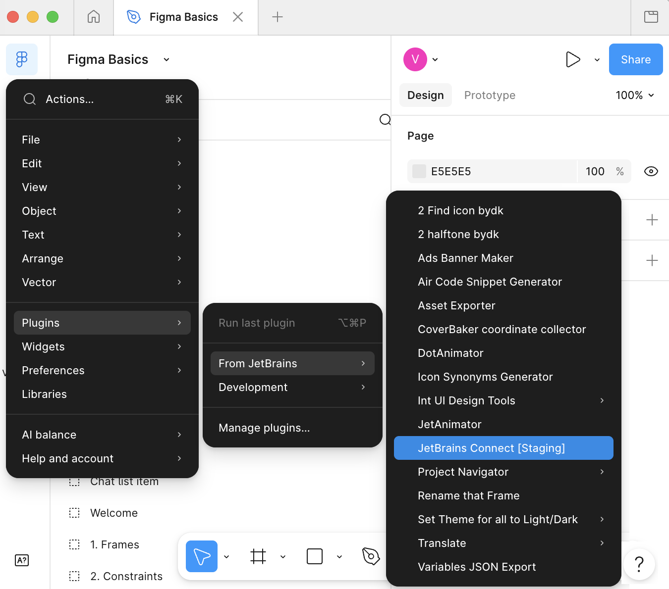 在 Figma Desktop 中运行 JetBrains Connect 插件