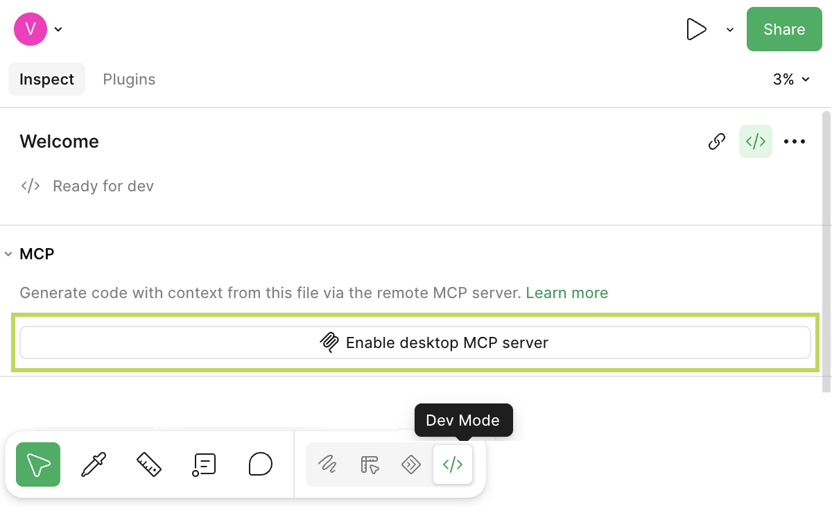 Enable MCP server in Figma Desktop - Dev Mode