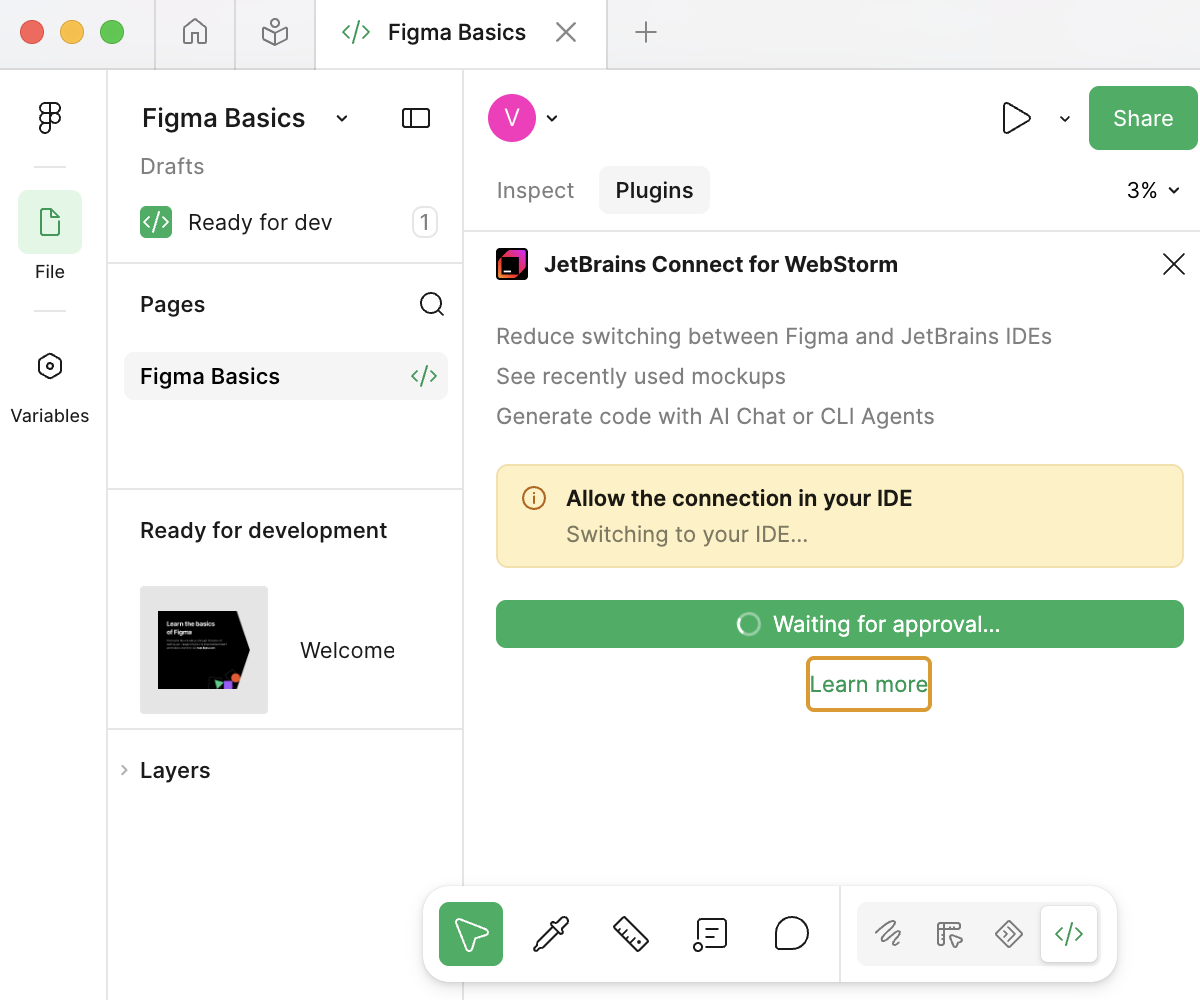 Waiting for approval from WebStorm