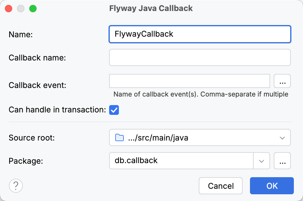 Flyway Java Callback