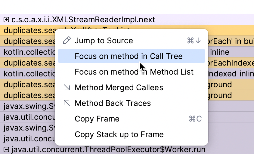 Jumping between tabs in the Profiler tool window Jumping between tabs in the Profiler tool window