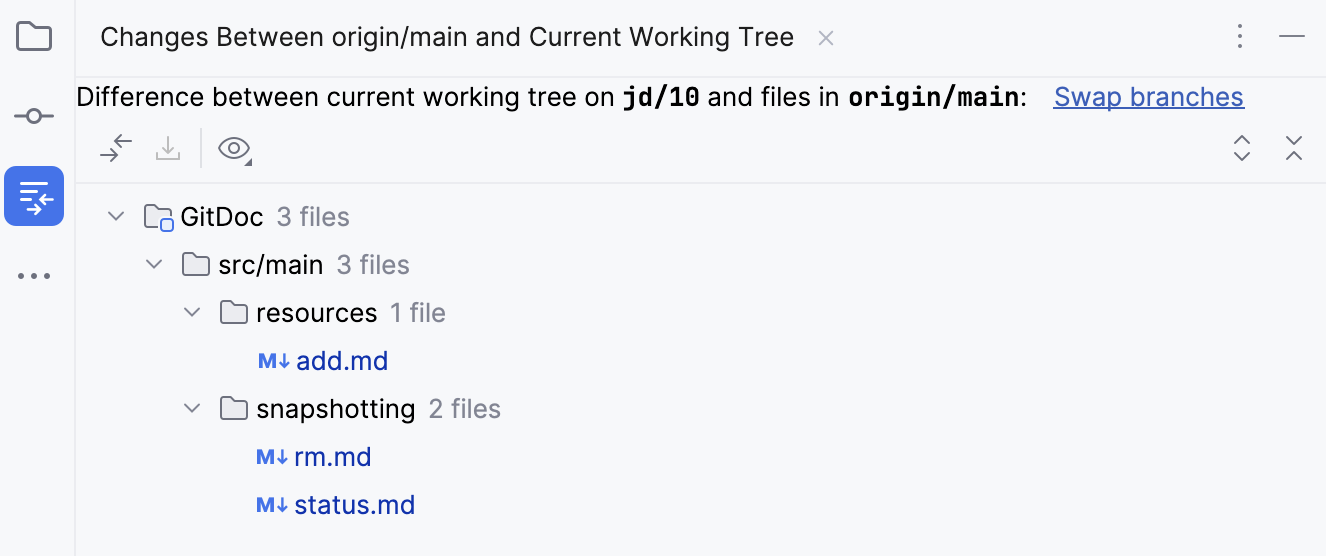 Show diff between selected branch and current working tree Show diff between selected branch and current working tree