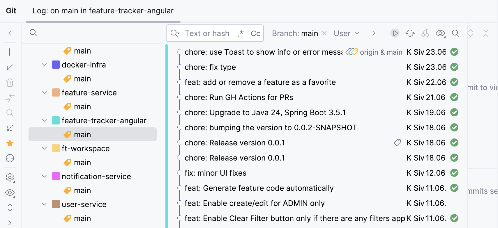 the Git tool window