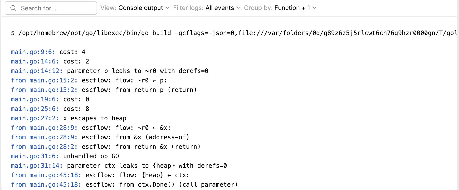 Console output Console output