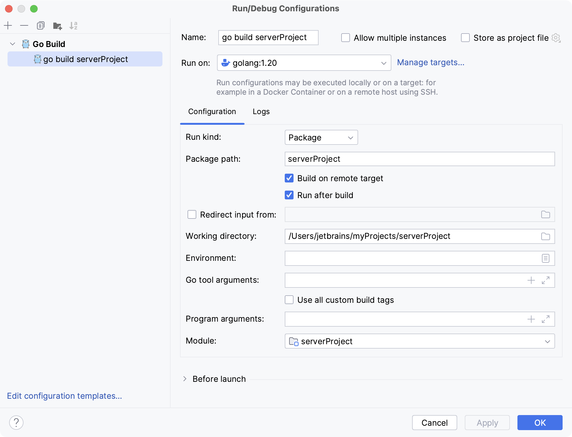 Java application with Docker run target Java application with Docker run target