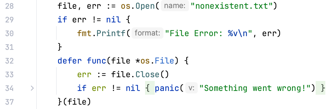 Code folding options: Single-line panic statements Code folding options: Single-line panic statements