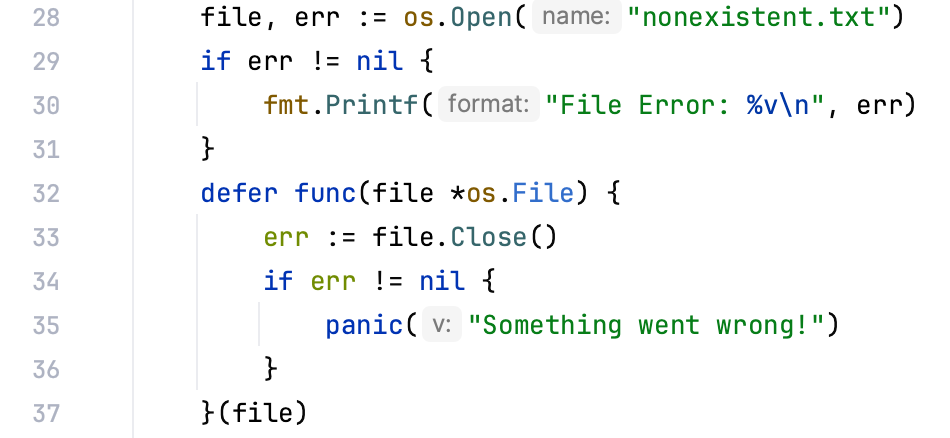Code folding options: Single-line panic statements Code folding options: Single-line panic statements