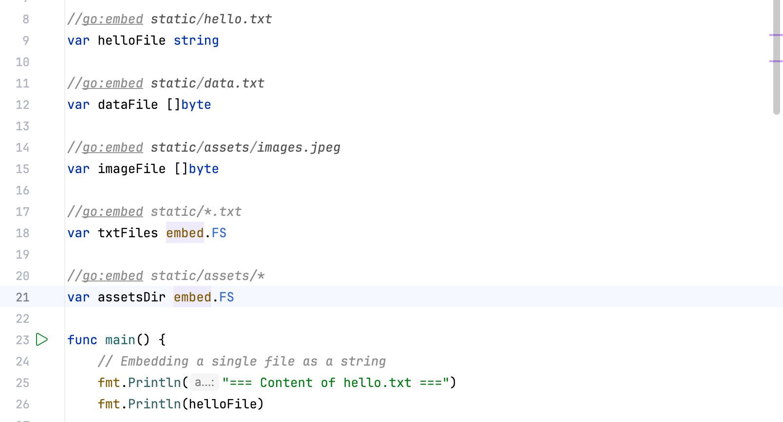 Embedding files in Go Embedding files in Go