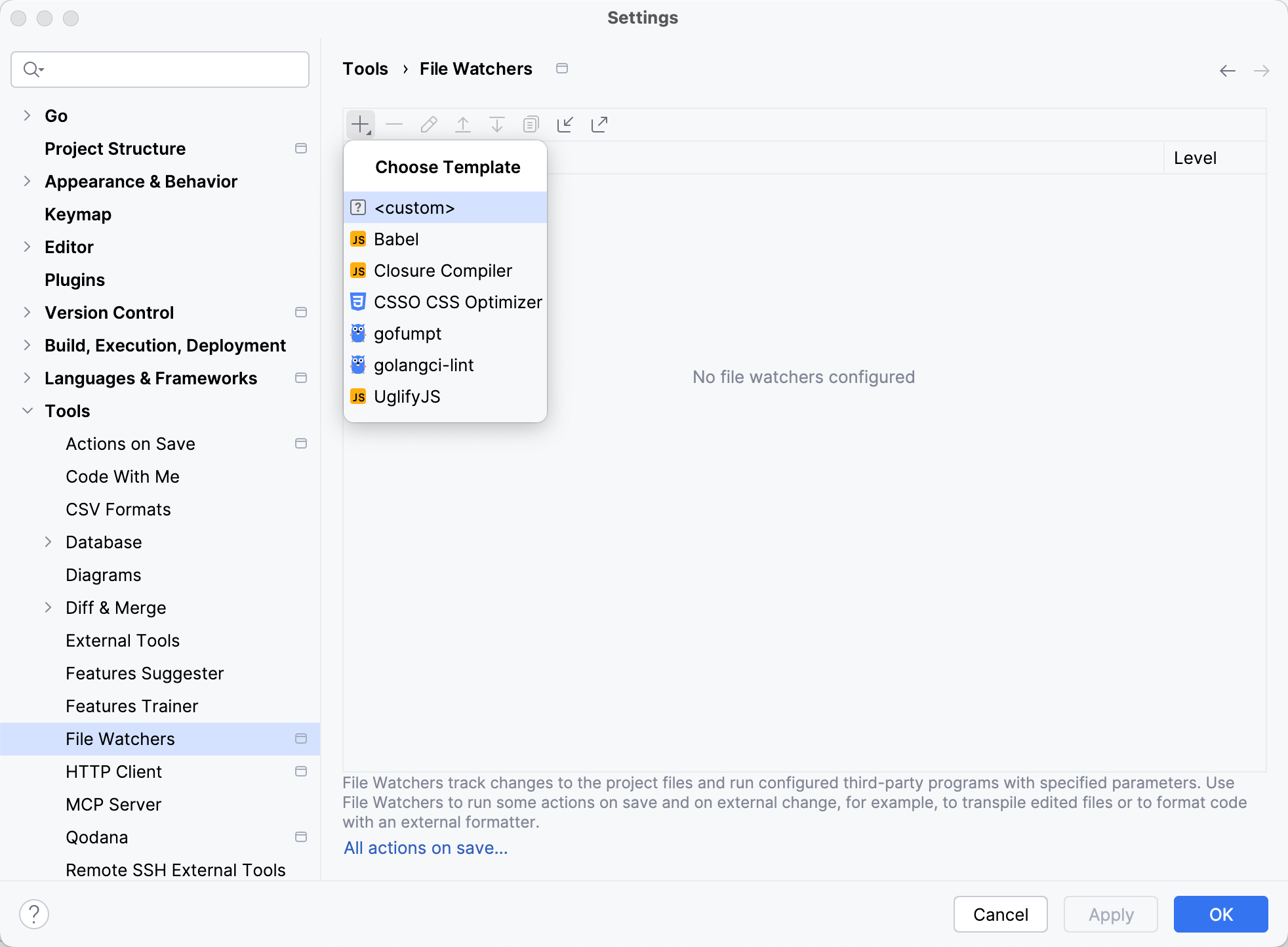 Templates for File Watchers Templates for File Watchers
