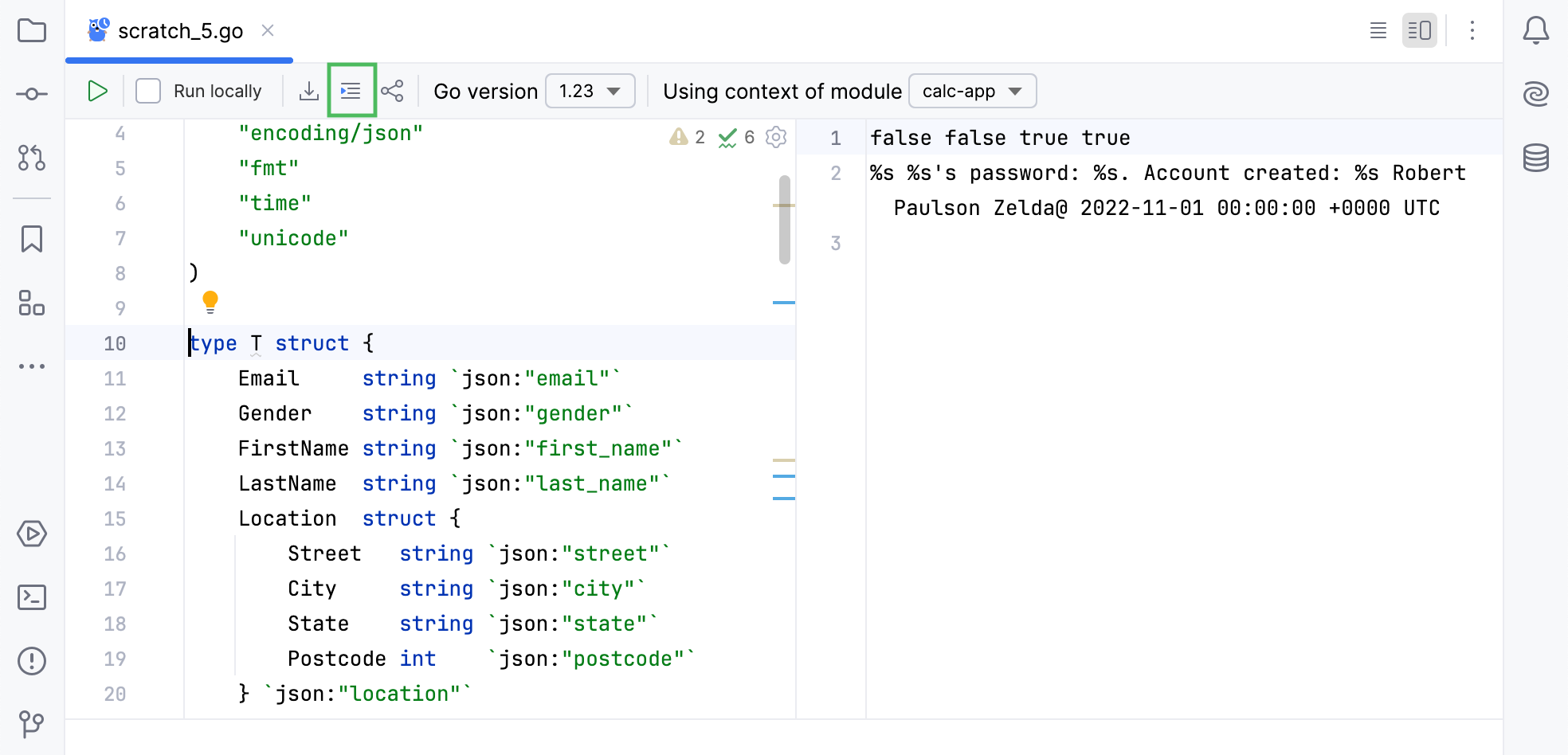 Format code with the Go Playground formatter Format code with the Go Playground formatter