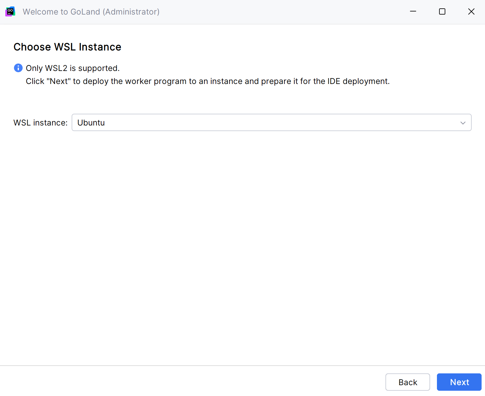 Choose WSL instance Choose WSL instance