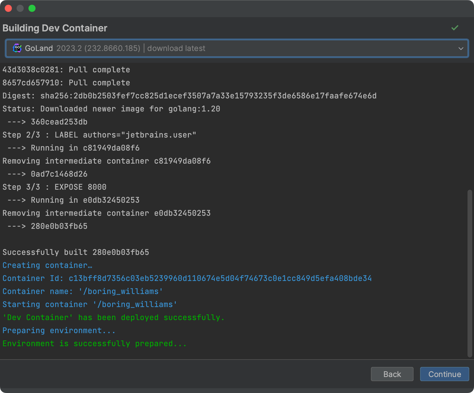 Start Dev Container inside IDE | GoLand Documentation