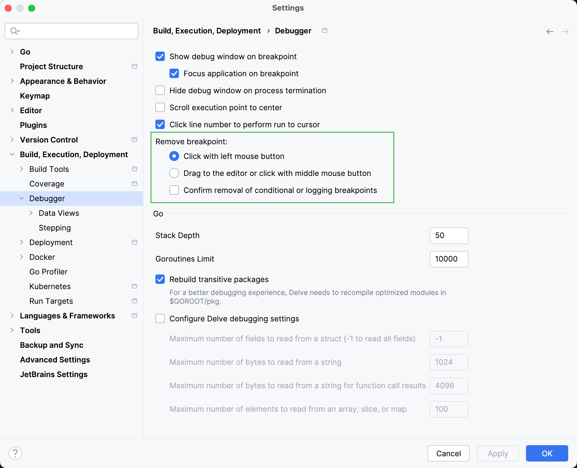 Remove breakpoints