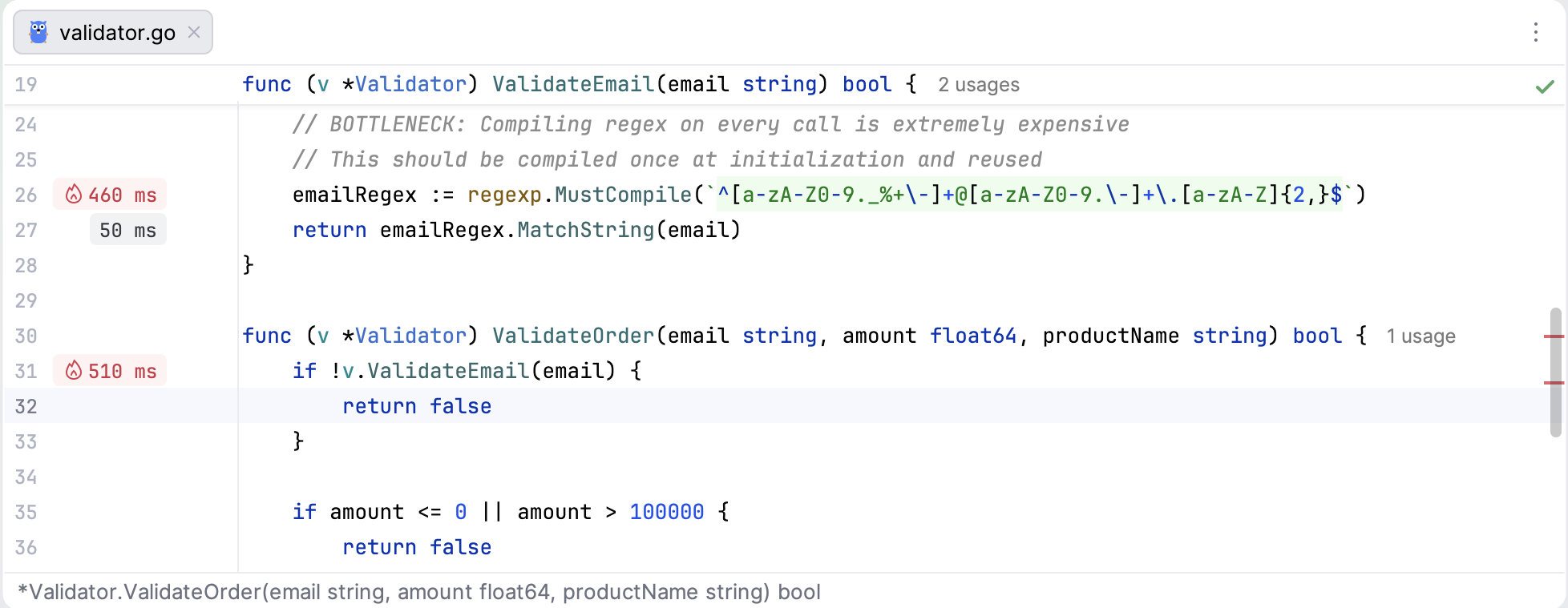 Line profiler hints appear on opening a snapshot Line profiler hints appear on opening a snapshot
