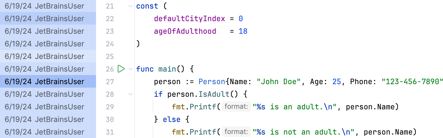 Git Blame annotations Git Blame annotations
