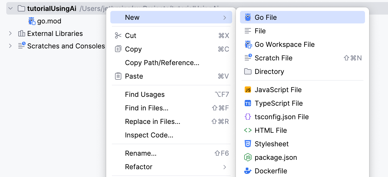 Create a Go file Create a Go file