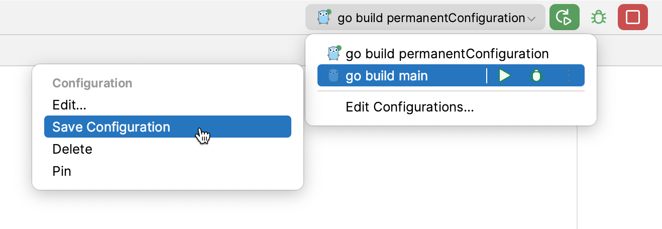 Save a temporary run configuration Save a temporary run configuration